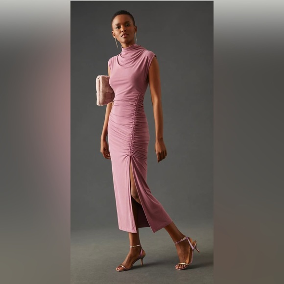 Anthropologie Dresses & Skirts - Anthropologie: Side Slit Ruched Cowl Neck Dress